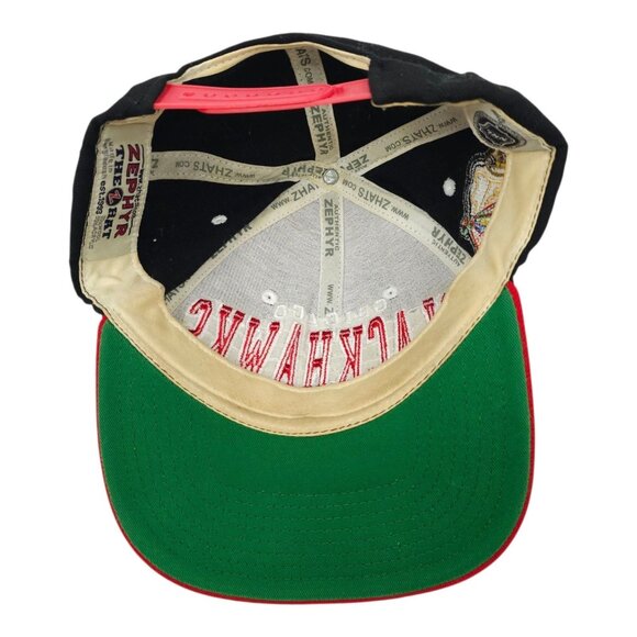 Chicago Blackhawks NHL Cap Vintage Zephyr Snapback Black Red 3D Embroidered Hat - Picture 5 of 13